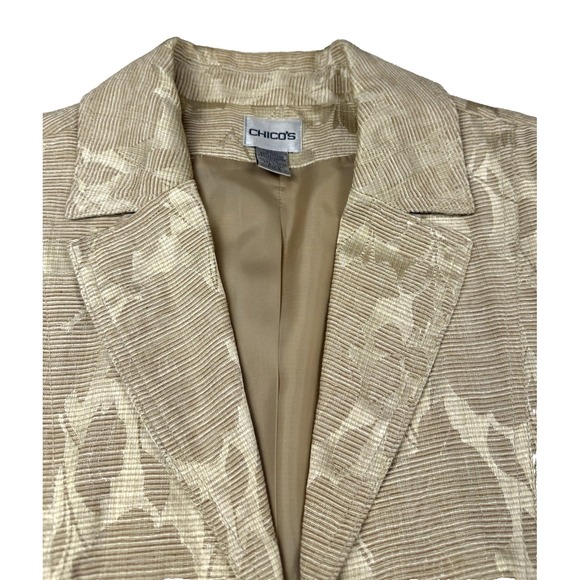 Chico's Blazer Jacket Floral Jacquard Gold Women's Size Large Lightweight Career - Picture 8 of 8